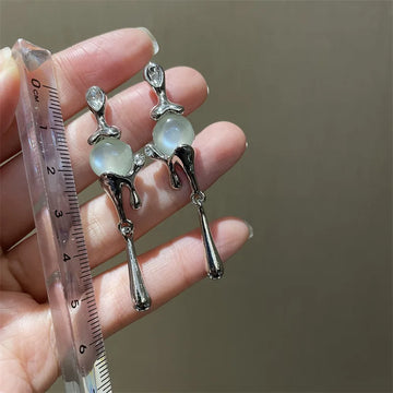 DAIIIBABYYY  -  Irregular Metal Crystal Drop Earrings For Women Unique Design Personality Water Drop Opal Earrings Fashion Jewelry